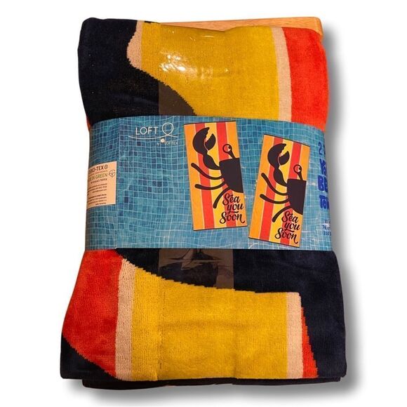 Loftex Set of 2 Youth Beach Towels Crab - Picture 8 of 8